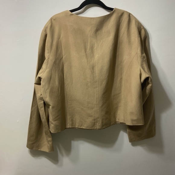 ASHLEY STWART,WOMEN,TAN,ZIP FRONT,SHORT TAILORED,LINEN BLEND JACKET.SIZE-20 - Picture 2 of 10